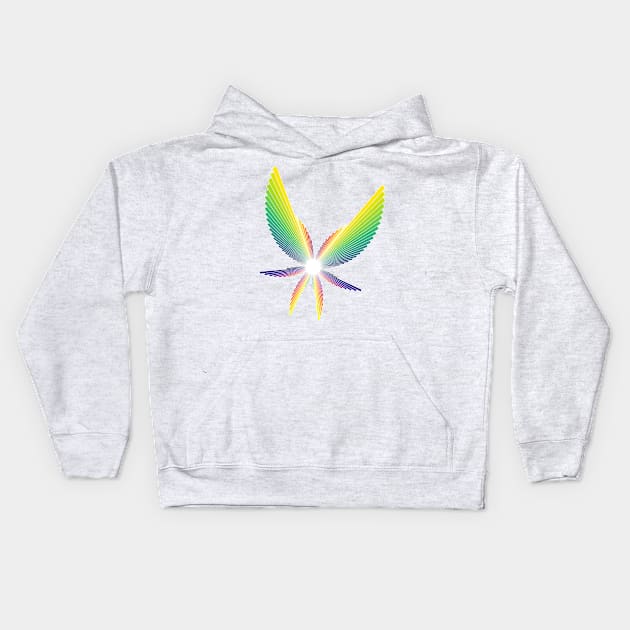 Rainbow Angel Seraphim | Flying Six Wing Bar Chart White Kids Hoodie by aRtVerse